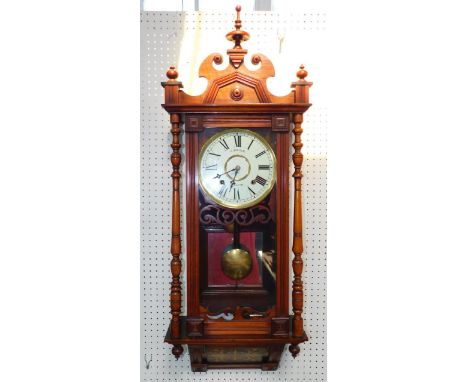 A Victorian walnut and inlaid wall clock, by G.Wilson, Penrith, the enamel dial bearing Roman numerals, eight day movement wi