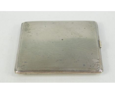 A silver cigarette case with engine turned decoration, Birmingham 1956, 3.97 oz.