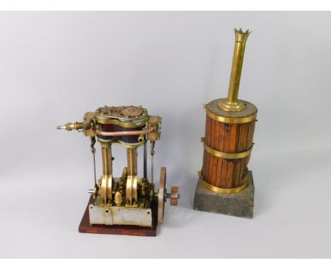 A scratch built vertical beam engine, and a boiler.