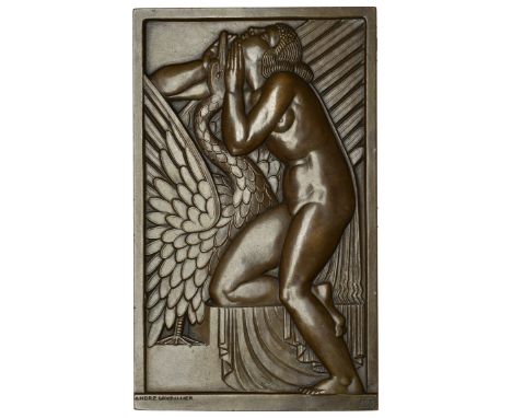 Lavrillier, André (French, 1885-1958); b. Paris   FRANCE, Léda et le Cygne [Leda and the Swan], 1925 [struck 1929], a uniface