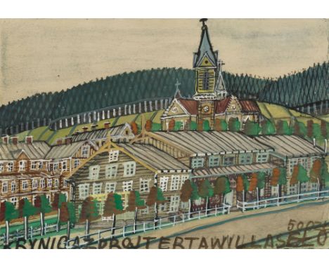 NIKOFOR [KRYNICA] (POLISH 1895-1968)Spa Village, gouache on paper18 x 25 cm (7 x 9 7/8 in.)signed and titled along lower edge