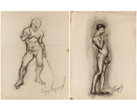 A PAIR OF WORKS BY KOROLYOV BORIS DANILOVICH (RUSSIAN 1885-1963)Male Nude Studies, charcoal on paper63 x 48 cm (24 3/4 x 18 7