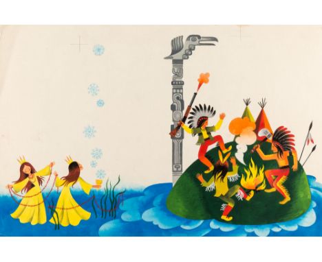 AN ILLUSTRATION FOR ZELITE, A LATVIAN CHILDREN`S MAGAZINEThe Opposites, gouache on paper30.5 x 45.5 cm (12 x 17 7/8 in.)inscr