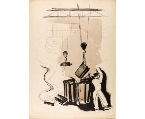 NIKOLAI STEPANOVICH TROSHIN (RUSSIAN 1897-1990)At the Factory, 1930India ink on paper70 x 52 cm (27 1/2 x 20 1/2 in.)signed w