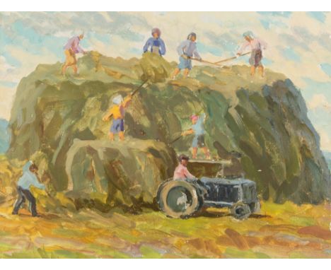 GEORGIY SEMYONOVICH VEREISKIY (RUSSIAN 1886-1962)Haying Time, oil on board27 x 36 cm (10 5/8 x 14 1/8 in.)PROVENANCECollectio