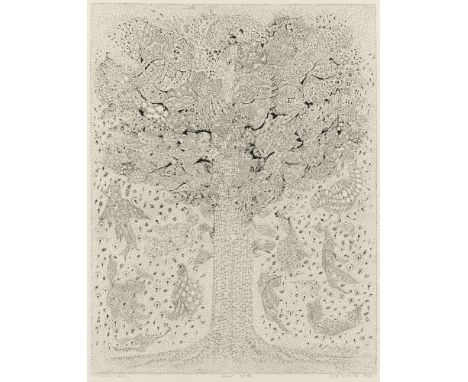 JOSEF GIELNIAK (POLISH 1932-1972)The Tree , 1962linocutsize of plate: 35.5 x 27.5 cm (14 x 10 3/4 in.)signed and dated lower 
