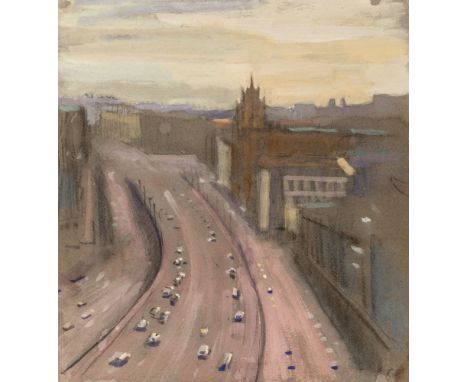 SOLOMON SAMSONOVICH BOIM (RUSSIAN 1899-1978)Morning Over the City, gouache on paper43.5 x 40 cm (17 1/8 x 15 3/4 in.)signed w