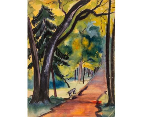 MARIA VYACHESLAVOVNA RAUBE-GORCHILINA (RUSSIAN 1900-1979)Strolling Path, watercolor and gouache on paper42.5 x 32.5 cm (16 3/
