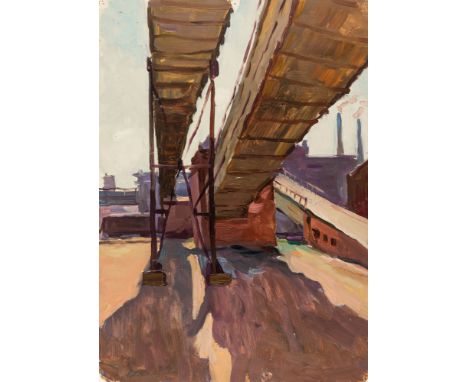 ALEKSANDRA IOSIFOVNA LIGACHYOVA (RUSSIAN 1915-1993)At the Factory. From the Series of Industrial Etudes, 1950soil on board34.