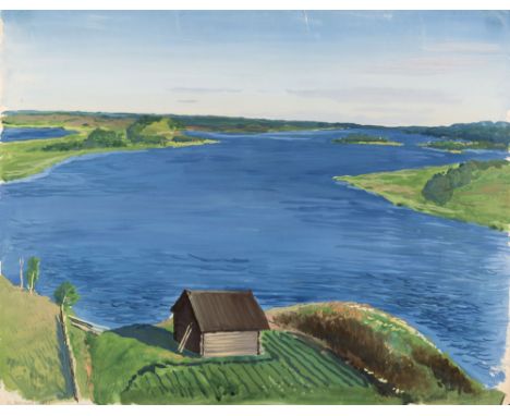 NIKOLAI STEPANOVICH TROSHIN (RUSSIAN 1897-1990)Konchezero, Karelia, 1935gouache on paper50 x 64 cm (19 5/8 x 25 1/4 in.)signe