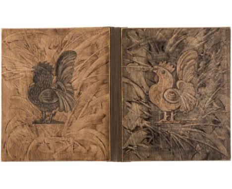 MIKHAIL MIKHAILOVICH TARKHANOV (RUSSIAN 1888-1962)Book Cover Design with Roosters, mixed media on wooden boardsoverall, when 