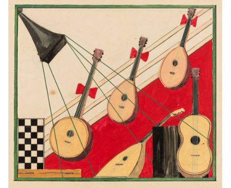 EARLY 20TH CENTURY RUSSIAN ARTISTComposition with Fiddles, gouache on paper26.5 x 35.5 cm (10 3/8 x 14 in.)PROVENANCECollecti