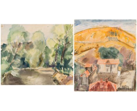 YEVGENIY VASILYEVICH YEGOROV (RUSSIAN 1901-1942)A Farm under the Mountain [Double-sided drawing], 1924-1925watercolor on pape
