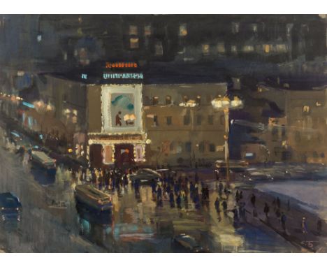 SOLOMON SAMSONOVICH BOIM (RUSSIAN 1899-1978)Friday Night, 1957gouache on paper37 x 50 cm (14 1/2 x 19 5/8 in.)signed with ini