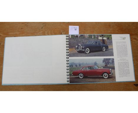 A Bentley S2 Continental sales brochure first issued in late 1959 for the introduction of the S2 Continentals with the newly 