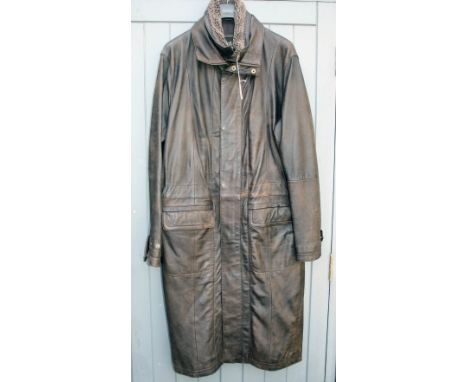 A long brown leather coat