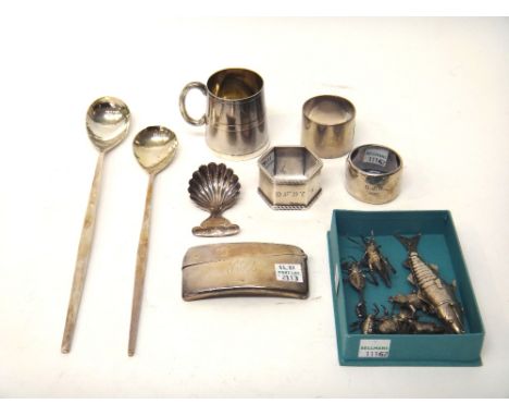 Silver, comprising; two Scottish long handled spoons, having fig shaped bowls, a shell pattern caddy spoon, Sheffield 1916, a