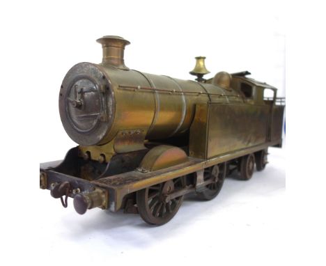 A 3 ¼ inch model steam tank locomotive, 4-4-0, brass body with internal boiler and engine, 62cm. 