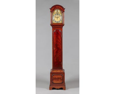 A mahogany triple train longcase clock of small sizeJohn Barwise, 20 Duke Street, SW1 and made by Birch & Gaydon Ltd, London,