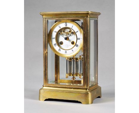 A French gilt brass four-glass mantel clockRetailed by Payne & Co, New Bond Street, London, circa 1880The rectangular case wi