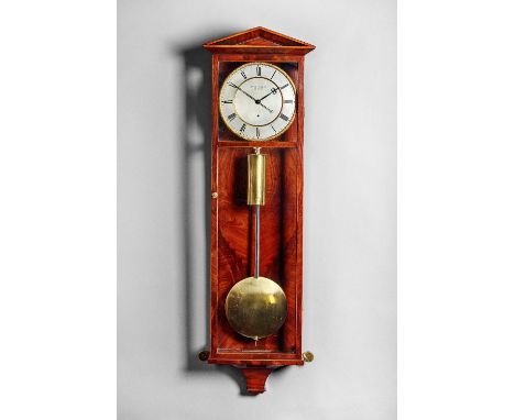 A Viennese mahogany and boxwood outlined wall regulator 'Dachluhr'By Peter Peuker, Wien, circa 1845The six-glazed panel case 