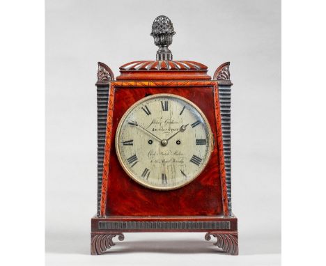 A late Regency mahogany bracket clockIn the manner of Thomas Hope, by James Gorham, Kensington, circa 1820The case with gadro