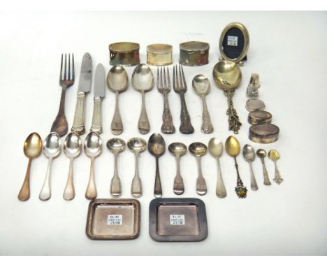 Silver flatware, comprising; two King's pattern dessert forks, London  1835, two Old English pattern dessert spoons, London 1