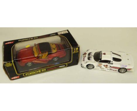 1:18 scale Anso Porsche 911 Carrera 2 Targa and unboxed Lotus Elise GT1 by Chrono. Condition report: see terms and conditions