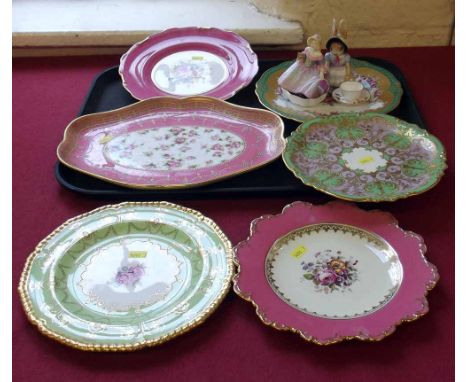 Four Royal Crown Derby cabinet plates, also Copeland and Spode plates. Condition report: see terms and conditions