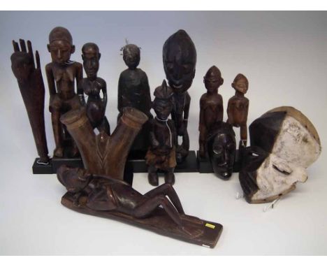 Collection of African Art, to include: Pende Mbangu sickness mask, Chokwe female figure, also a small mask, an unusual Africa