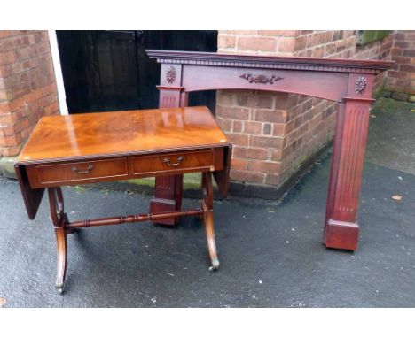Modern fire surround and sofa table. Condition report: see terms and conditions