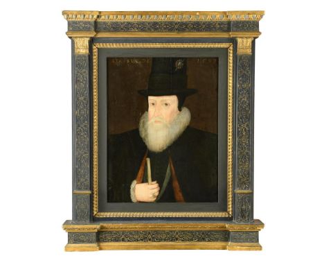 Anglo-Flemish School, 1597  Portrait of William Cecil, 1st Baron Burghley, KG, PC (1520-1598), half length, in black, with a 