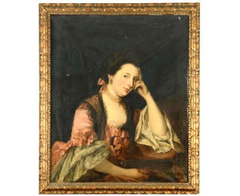 Circle of Sir Joshua Reynolds, PRA (British, 1723-1792) Portrait of Mrs Bicknell, nee Elizabeth Fox, 1777, seated, resting on