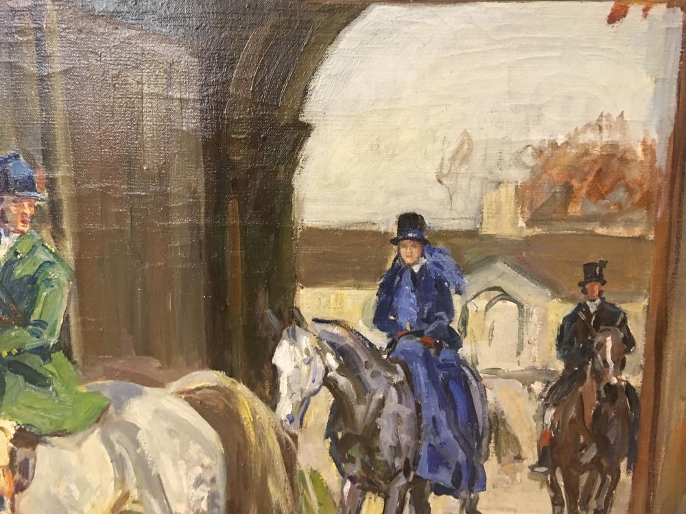 § Peter Biegel (British, 19131988) Lady in Blue, the Heythrop oil on