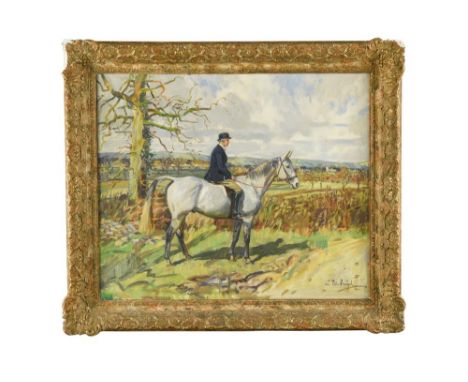 § Peter Biegel (British, 1913-1988) A Lady on a Grey out hunting signed lower right "Peter Biegel / '62" oil on canvas 49 x 5