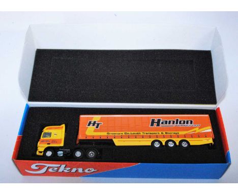 A Tekno The Irish Collection 1/50 scale boxed model of a Hanlon Transport model of a DAF XF 510 6x2 tractor unit with curtain