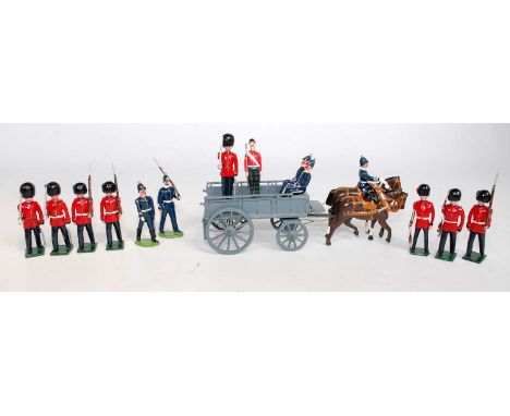 A collection of white metal and hollowcast Britains and other figures, to include a Britains and later Army Service Corps GS 