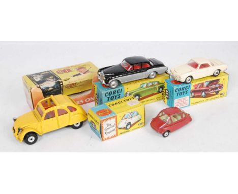 A Corgi Toys boxed diecast group, to include a James Bond 007 Citroen 2CV, a No.239 Volkswagen 1500 Karmann Ghia, a No.224 Be