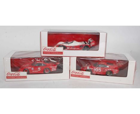 A Truescale Miniatures 1/43 scale resin Coca Cola related race car group to include a TSM 10434 1983 Fab Car 935 Daytona, a T