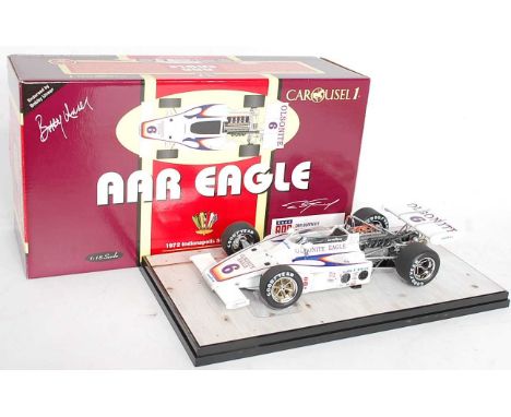 A Carousel 1 model No. 4706 1/18 scale model of a 1972 Indy 500 Pole AAR Eagle finished in white with racing No. 6 as driven 