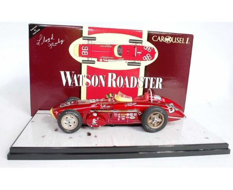 A Carousel 1 1/18 scale model No. 4411 of a Watson Roadster 1960 Indianapolis 500 race car, Aga Janian Special No. 98 as driv