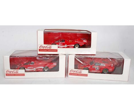 A Truescale Miniatures resin 1/43 scale Coca Cola Release Highspeed racing car group to include a TSM 10438 Porsche 962 No. 5