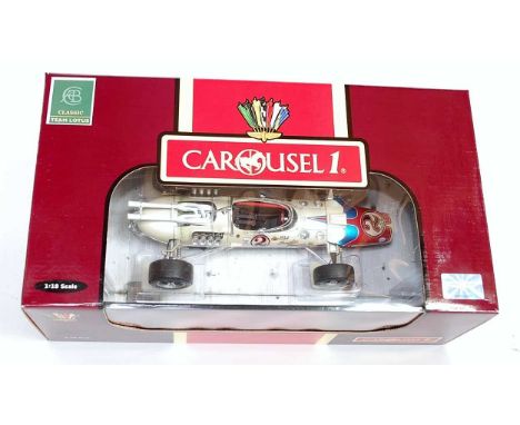 A Carousel 1 No. 5205 1/18 scale model of a Lotus 38 1966 Indy 500 race car, with Sheraton Thompson special livery, racing No