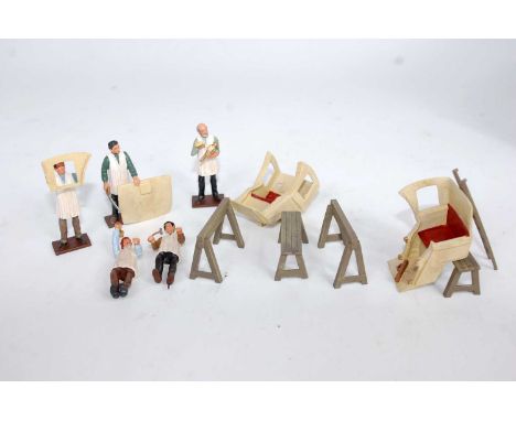 An HM of Great Britain white metal boxed 12-piece Hansom Cab Coachworks gift set comprising of five various figures, ladder, 