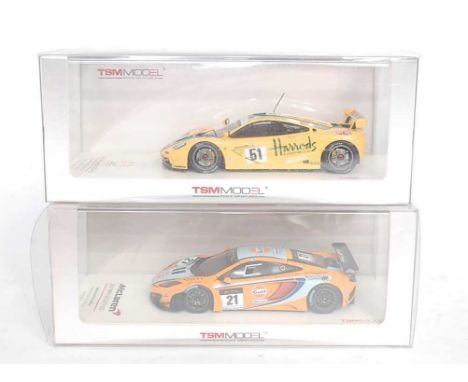 A Truescale Miniatures 1/43 scale Long Distance Racing resin race car group to include a TSM 124376 2011 Maclaren MP4 12 CGT3