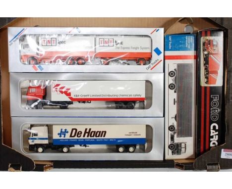 Five various boxed Lion Toys and Lion Car, boxed as issued road transport diecasts to include a Lion Toys Daf de Haan tractor