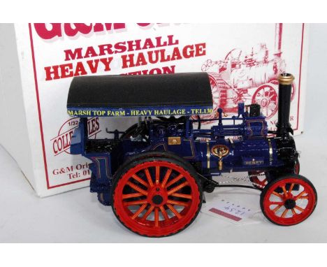 A G&amp;M Originals 1/32 scale white metal and resin model of a Marshall heavy haulage traction engine, comprising of dark bl