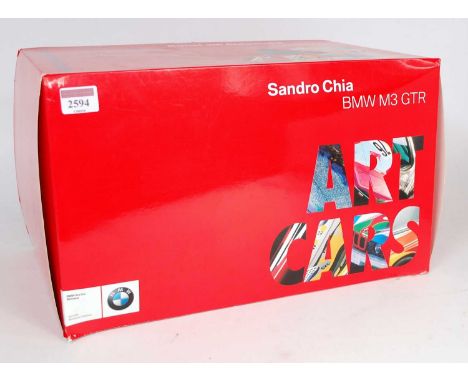 A Minichamps 1/18 scale BMW Art Car Museum edition, Sandro Chia, model of a BMW M3 GTR, appears as issued in the original pol