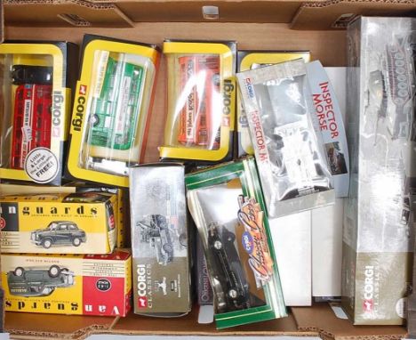 One tray containing a quantity of various Corgi Vanguards and Corgi Original Omnibus military commercial and public transport