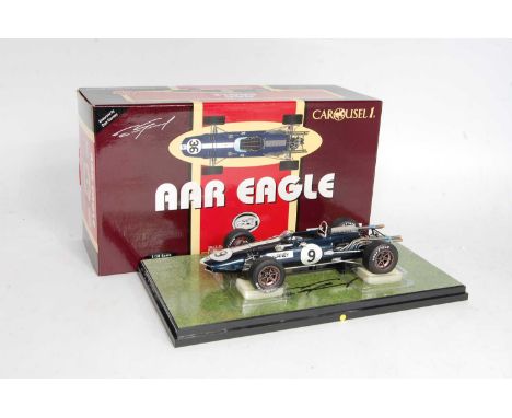 A Carousel 1/Mason Distributing Company No. 10001-CAR 1/18 scale model of a 1967 No. 9 Dan Gurney Eagle/Westlake V12 Grand Pr